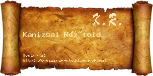 Kanizsai Rátold névjegykártya